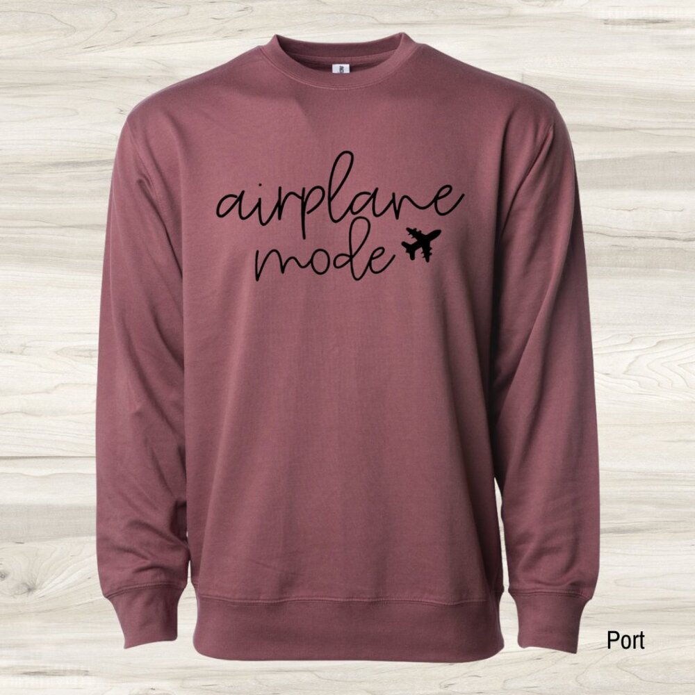 NWT Independent Trading Co LS Graphic Crew Airplane Mode Maroon (Port) Large